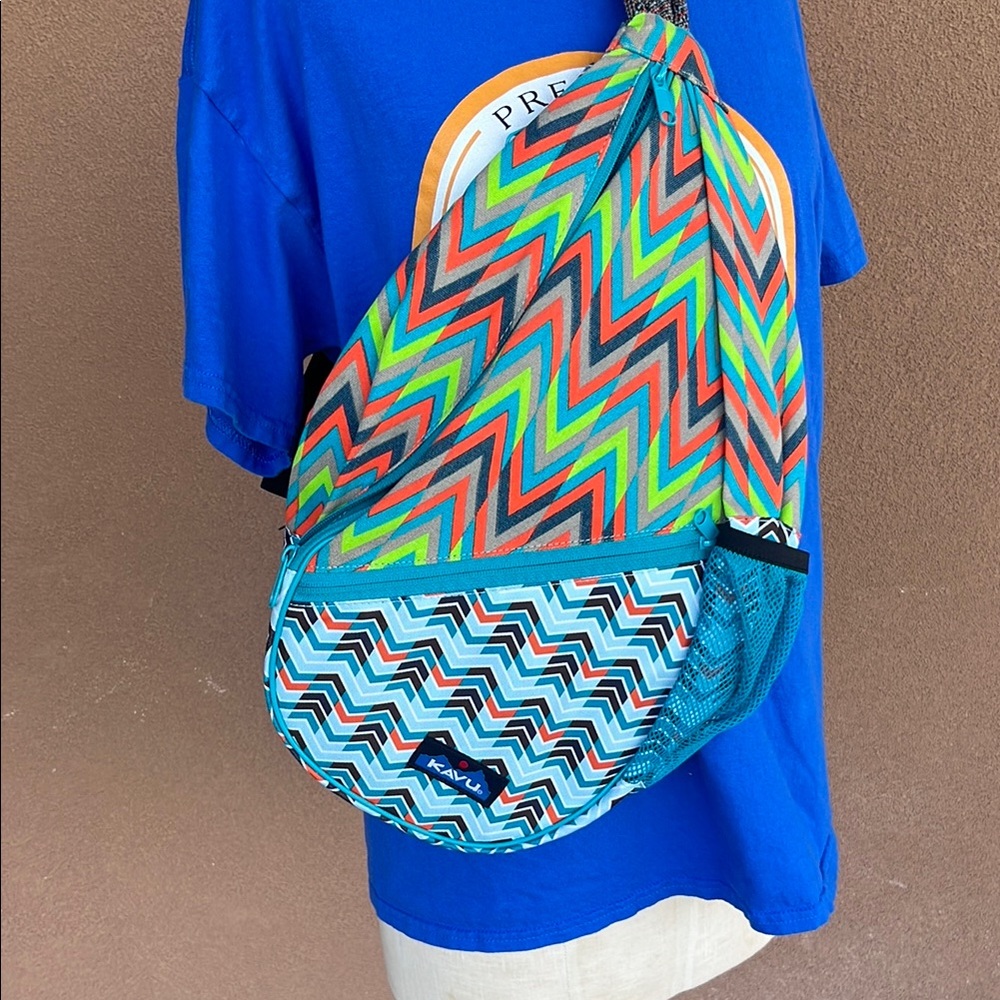 KAVU Colorful Chevron Sling Bag with matching wallet